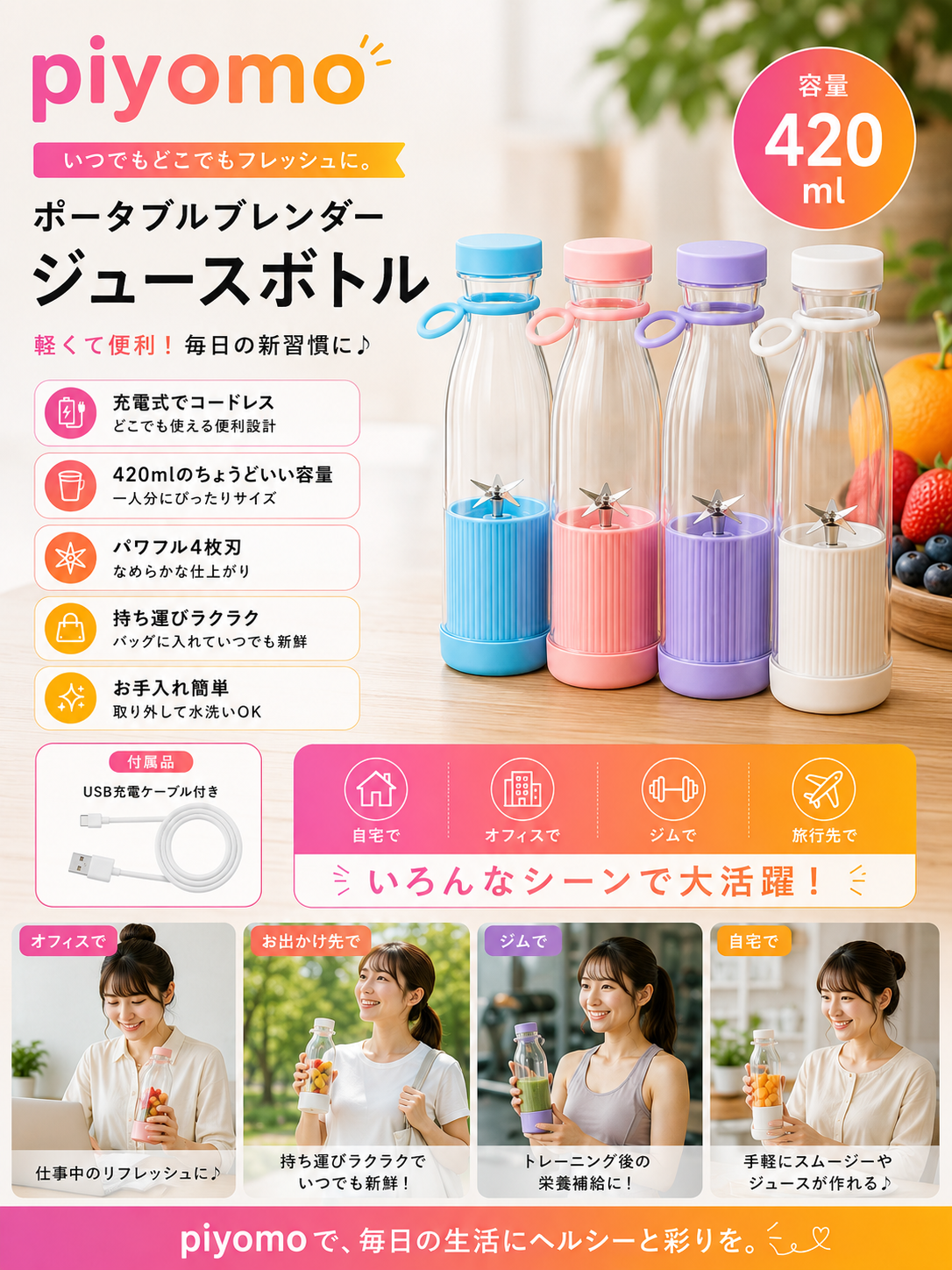 携帯用ボトルジューサー